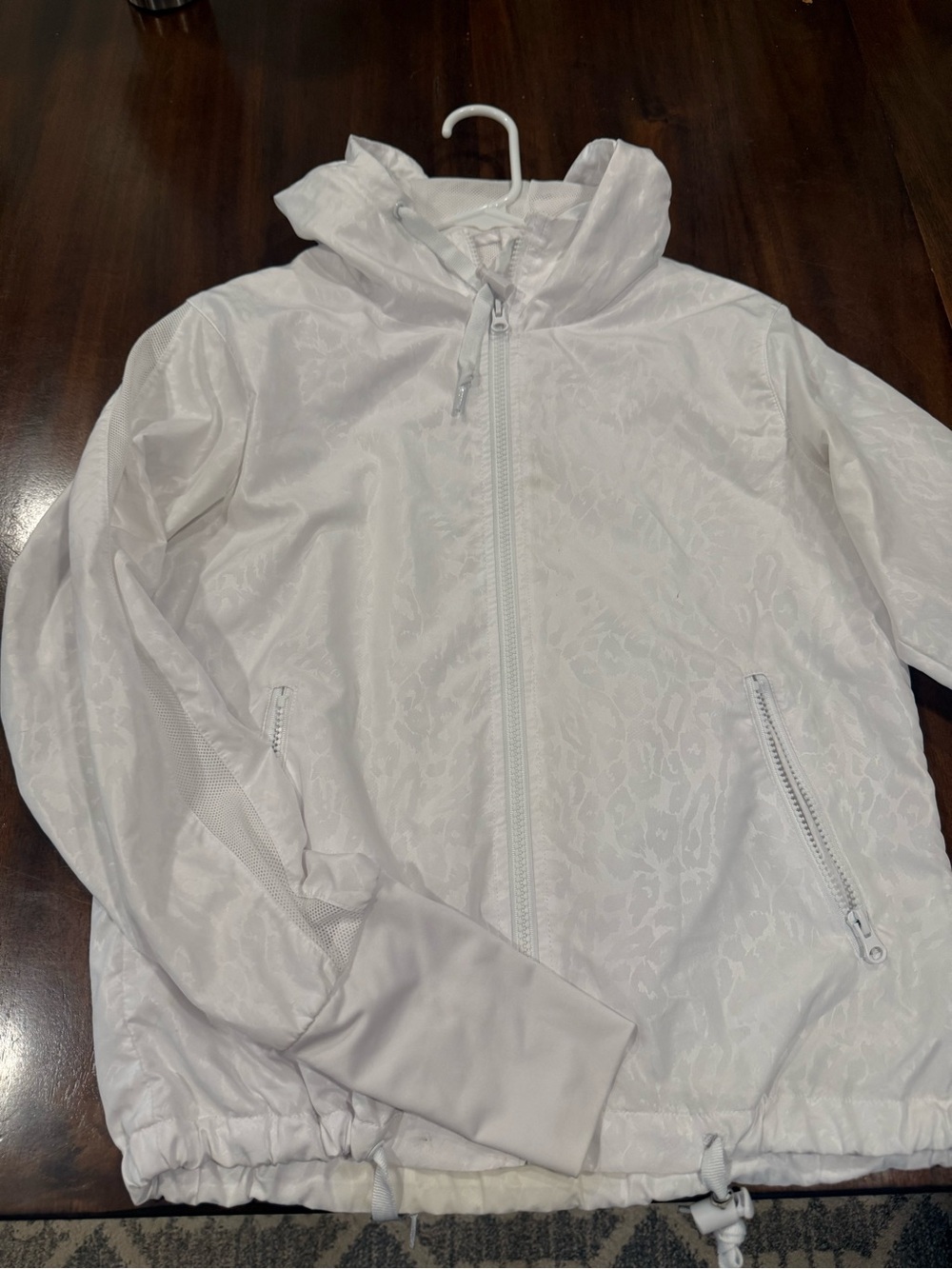 ZYIA White Leopard Hooded Bomber Jacket
